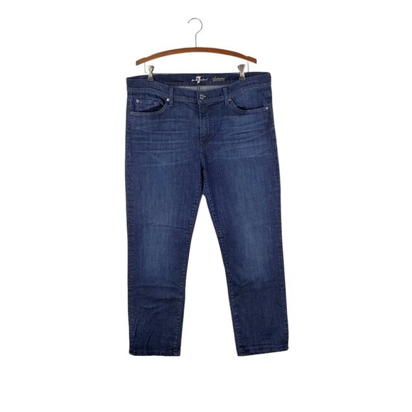 7 For All Mankind 7FAM Slimmy Jeans Dark Blue Wash Denim Mens Size 38 x 28.25 - Picture 1 of 10